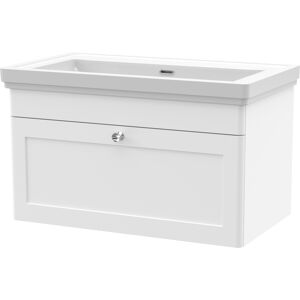 Nuie Classique Wall Hung Vanity Unit & Basin 800mm Satin White - 0 Tap Hole Nuie Classique Wall Hung Vanity Unit & Basin 800mm Satin White - 0 Tap Hole