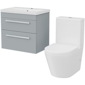 Willesden Bathrooms Matte Grey 600mm Wall Hung 2 Drawer Vanity Unit & Close Coupled Toilet Willesden Bathrooms Matte Grey 600mm Wall Hung 2 Drawer Vanity Unit & Close Coupled Toilet