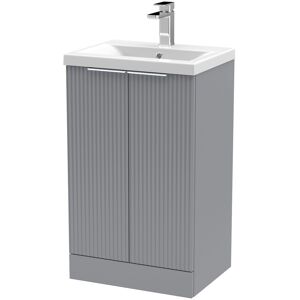Hudson Reed Floor Standing 500mm Fluted Grey Basin Vanity Unit Bathroom Sink Hudson Reed Floor Standing 500mm Fluted Grey Basin Vanity Unit Bathroom Sink