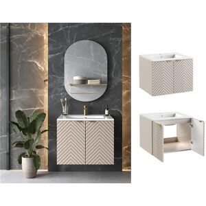 Impact Furniture Bathroom Vanity Sink Basin 600mm Modern Wall Cabinet Ribbed Fluted Beige Cara Impact Furniture Bathroom Vanity Sink Basin 600mm Modern Wall Cabinet Ribbed Fluted Beige Cara
