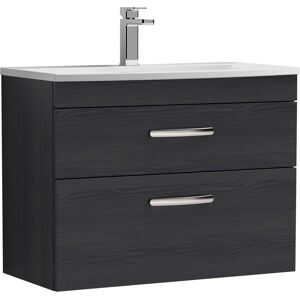 Nuie Athena Wh 2-Drawer Vanity Unit & Basin-4 800mm Wide Charcoal Woodgrain Nuie Athena Wh 2-Drawer Vanity Unit & Basin-4 800mm Wide Charcoal Woodgrain