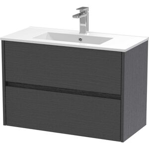 Nuie Havana Wall Hung 2-Drawer Vanity Unit With Basin 2 800mm Wide - Graphite Grey Nuie Havana Wall Hung 2-Drawer Vanity Unit With Basin 2 800mm Wide - Graphite Grey