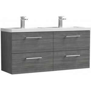 Nuie Arno Anthracite Woodgrain Wh 4-Drawer Vanity Unit & Polymarble Basin 1200mm Nuie Arno Anthracite Woodgrain Wh 4-Drawer Vanity Unit & Polymarble Basin 1200mm