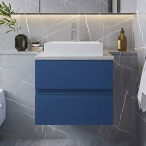 Hudson Reed Urban Wall Hung 2-Drawer Vanity Unit Grey Worktop 600mm Satin Blue Hudson Reed Urban Wall Hung 2-Drawer Vanity Unit Grey Worktop 600mm Satin Blue