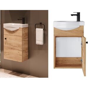 Impact Furniture Bathroom Vanity Unit With Basin 400mm Cloakroom Small Sink Wall Cabinet Oak Avir Impact Furniture Bathroom Vanity Unit With Basin 400mm Cloakroom Small Sink Wall Cabinet Oak Avir