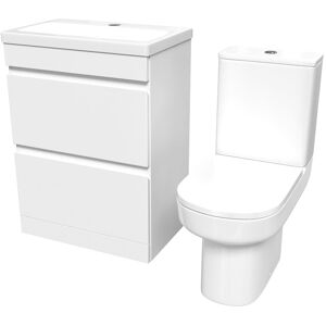 Willesden Bathrooms 600mm 2 Drawers Gloss Basin Vanity & Close Coupled Toilet White Willesden Bathrooms 600mm 2 Drawers Gloss Basin Vanity & Close Coupled Toilet White