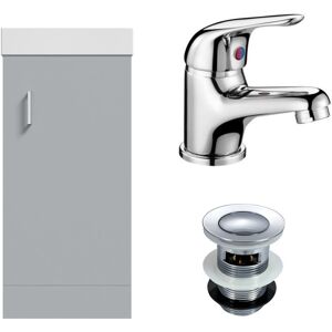 Nes Home Matte Grey 400mm Cloakroom Vanity Basin Unit Mono Mixer Tap & Waste Nes Home Matte Grey 400mm Cloakroom Vanity Basin Unit Mono Mixer Tap & Waste