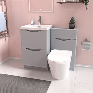 Nes Home Matte Grey 1000mm Freestanding Basin Vanity Wc Unit & Modern Btw Toilet Nes Home Matte Grey 1000mm Freestanding Basin Vanity Wc Unit & Modern Btw Toilet