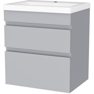 Willesden Bathrooms Wall Hung Matte Grey 500mm Pvc 2 Drawers Vanity Unit & Basin Sink Willesden Bathrooms Wall Hung Matte Grey 500mm Pvc 2 Drawers Vanity Unit & Basin Sink