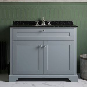 Hudson Reed Old London Storm Grey Vanity Unit & 3th Black Marble Top Basin 1000mm Hudson Reed Old London Storm Grey Vanity Unit & 3th Black Marble Top Basin 1000mm