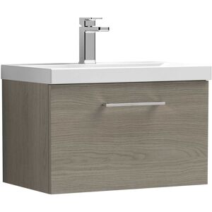 Nuie Arno Wall Hung 1-Drawer Vanity Unit & Basin-3 600mm - Solace Oak Woodgrain Nuie Arno Wall Hung 1-Drawer Vanity Unit & Basin-3 600mm - Solace Oak Woodgrain
