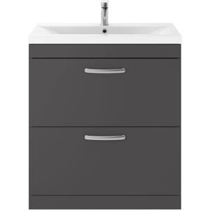 Nuie Athena Floor Standing 2-Drawer Vanity Unit With Basin-2 800mm Gloss Grey Nuie Athena Floor Standing 2-Drawer Vanity Unit With Basin-2 800mm Gloss Grey