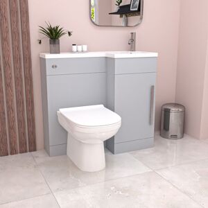 Nes Home Matte Grey L Shape Rh 900mm Vanity Wc Unit & Btw Toilet Nes Home Matte Grey L Shape Rh 900mm Vanity Wc Unit & Btw Toilet