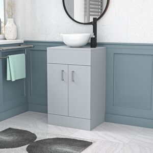 Nes Home Matte Grey 500mm Bathroom Doors Vanity Unit Round Ceramic Basin Nes Home Matte Grey 500mm Bathroom Doors Vanity Unit Round Ceramic Basin