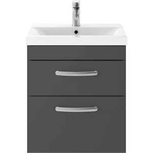 Nuie Athena Wall Hung 2-Drawer Vanity Unit With Basin-1 500mm Wide - Gloss Grey Nuie Athena Wall Hung 2-Drawer Vanity Unit With Basin-1 500mm Wide - Gloss Grey