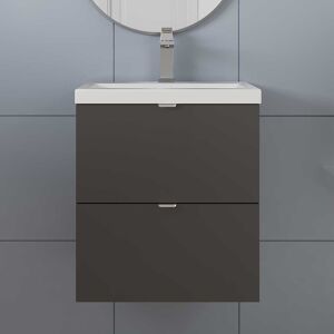 Hudson Reed Fusion Wall Hung 2-Drawer Vanity Unit Basin 500mm Gloss Grey Hudson Reed Fusion Wall Hung 2-Drawer Vanity Unit Basin 500mm Gloss Grey