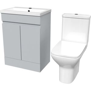 Willesden Bathrooms 600mm Matte Grey Basin Vanity & Rimless Close Coupled Toilet Willesden Bathrooms 600mm Matte Grey Basin Vanity & Rimless Close Coupled Toilet