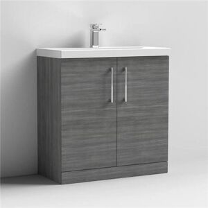 Nuie Arno Floor Standing 2-Door Vanity Unit & Basin-3 800mm Anthracite Woodgrain Nuie Arno Floor Standing 2-Door Vanity Unit & Basin-3 800mm Anthracite Woodgrain