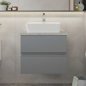 Hudson Reed Urban Wall Hung 2-Drawer Vanity Unit & Grey Worktop 600mm Satin Grey Hudson Reed Urban Wall Hung 2-Drawer Vanity Unit & Grey Worktop 600mm Satin Grey