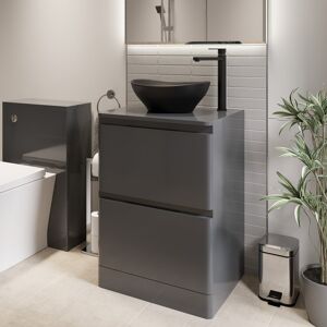 Affine 600mm Bathroom Countertop Vanity Unit Oval Basin Sink Freestanding Grey Gloss Affine 600mm Bathroom Countertop Vanity Unit Oval Basin Sink Freestanding Grey Gloss