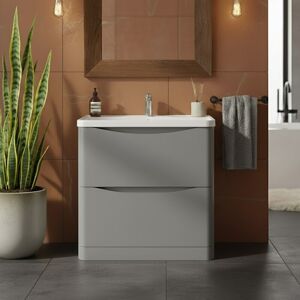 Nuie Lunar Fs 2-Drawer Vanity Unit & Polymarble Basin 800mm - Satin Grey Nuie Lunar Fs 2-Drawer Vanity Unit & Polymarble Basin 800mm - Satin Grey