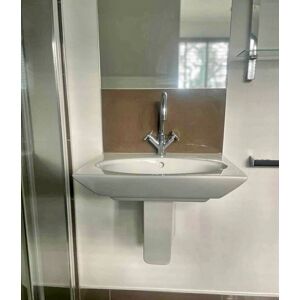 Nuie Asselby 500mm Semi Pedestal Basin 1 Tap Hole Wall Mounted Bathroom Sink Nuie Asselby 500mm Semi Pedestal Basin 1 Tap Hole Wall Mounted Bathroom Sink