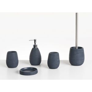 Beliani 5-Piece Bathroom Accessories Set Quilca Dark Blue Beliani 5-Piece Bathroom Accessories Set Quilca Dark Blue