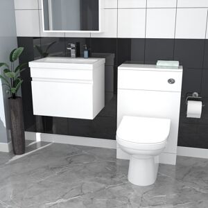 Nes Home White Wall Hung 500mm Vanity Unit 1 Drawer With Wc Unit & Btw Toilet Nes Home White Wall Hung 500mm Vanity Unit 1 Drawer With Wc Unit & Btw Toilet