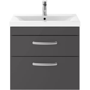 Nuie Athena Wall Hung 2-Drawer Vanity Unit With Basin-1 600mm Wide - Gloss Grey Nuie Athena Wall Hung 2-Drawer Vanity Unit With Basin-1 600mm Wide - Gloss Grey