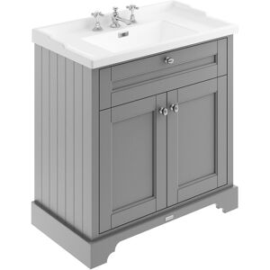Hudson Reed Old London Floor Standing Vanity Unit 3th Basin 800mm Storm Grey Hudson Reed Old London Floor Standing Vanity Unit 3th Basin 800mm Storm Grey