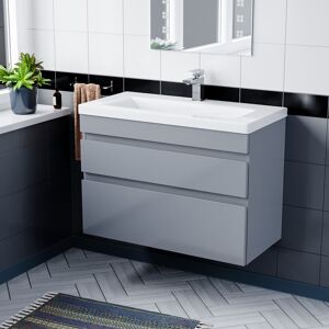 Nes Home Cot Minimalist 800mm Wall Hung Grey Basin Vanity Cabinet Unit 2 Drawers Nes Home Cot Minimalist 800mm Wall Hung Grey Basin Vanity Cabinet Unit 2 Drawers