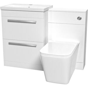 Willesden Bathrooms 1100mm White 2 Drawers Basin Vanity, Wc Unit & Back To Wall Toilet Willesden Bathrooms 1100mm White 2 Drawers Basin Vanity, Wc Unit & Back To Wall Toilet