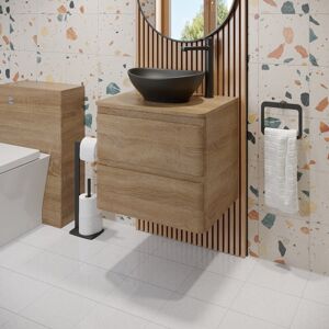 Affine 600mm Bathroom Countertop Vanity Unit Oval Basin Wall Hung Soft Close Oak Effect Affine 600mm Bathroom Countertop Vanity Unit Oval Basin Wall Hung Soft Close Oak Effect