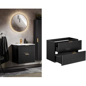 Impact Furniture Bathroom Vanity Drawer Cabinet 800mm Black Floating Wall Unit Ribbed Modern Adel Impact Furniture Bathroom Vanity Drawer Cabinet 800mm Black Floating Wall Unit Ribbed Modern Adel