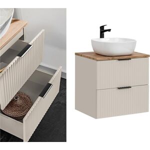 Impact Furniture Countertop Vanity Unit Bathroom Sink Wall Cabinet Fluted Beige Oak 600mm Adel Impact Furniture Countertop Vanity Unit Bathroom Sink Wall Cabinet Fluted Beige Oak 600mm Adel