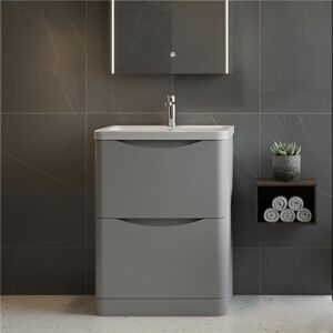 Nuie Lunar Fs 2-Drawer Vanity Unit & Ceramic Basin 600mm - Satin Grey Nuie Lunar Fs 2-Drawer Vanity Unit & Ceramic Basin 600mm - Satin Grey