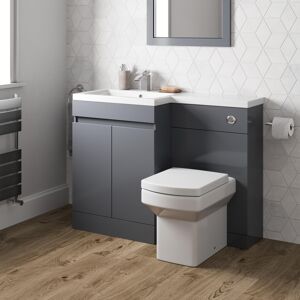 Artis Basin Vanity Unit & Royan Toilet Combination 1100mm Grey Gloss Lh Modern Bath Artis Basin Vanity Unit & Royan Toilet Combination 1100mm Grey Gloss Lh Modern Bath