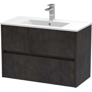 Nuie Havana Wall Hung 2-Drawer Vanity Unit With Basin 2 800mm Wide - Metallic Slate Nuie Havana Wall Hung 2-Drawer Vanity Unit With Basin 2 800mm Wide - Metallic Slate