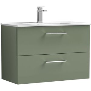 Nuie Arno Wall Hung 2-Drawer Vanity Unit & Basin-2 800mm - Reed Green Nuie Arno Wall Hung 2-Drawer Vanity Unit & Basin-2 800mm - Reed Green