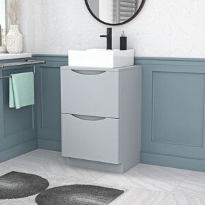 Nes Home 500mm Matte Grey Bathroom 2 Drawers Vanity & Worktop With Square Basin Nes Home 500mm Matte Grey Bathroom 2 Drawers Vanity & Worktop With Square Basin