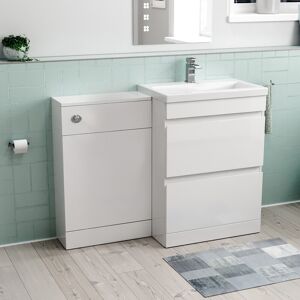 Nes Home White Freestanding Pvc 600mm 2 Drawers Vanity & Wc Unit Nes Home White Freestanding Pvc 600mm 2 Drawers Vanity & Wc Unit