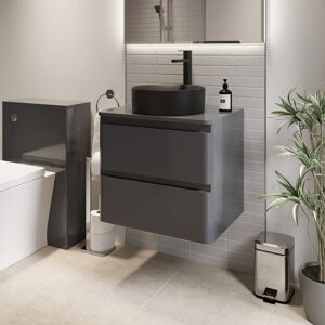 Regis Bathroom Cloakroom Vanity Unit Wall Mounted Countertop Basin Grey Gloss 600mm Regis Bathroom Cloakroom Vanity Unit Wall Mounted Countertop Basin Grey Gloss 600mm
