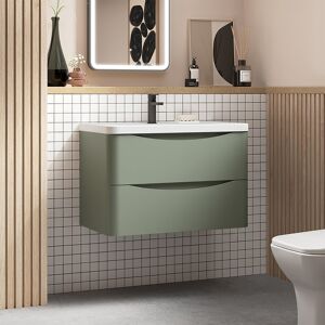 Nuie Lunar Wh 2-Drawer Vanity Unit & Polymarble Basin 800mm - Satin Green Nuie Lunar Wh 2-Drawer Vanity Unit & Polymarble Basin 800mm - Satin Green