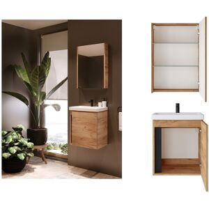 Impact Bathroom Wall Vanity Unit Set Sink Basin 500mm Mirror Cabinet Storage Oak Avir Impact Bathroom Wall Vanity Unit Set Sink Basin 500mm Mirror Cabinet Storage Oak Avir