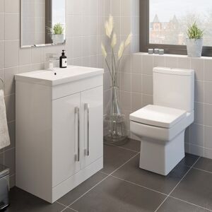 Affine White Bathroom Suite 600mm Vanity Unit Close Coupled Toilet Cloakroom Basin Set Affine White Bathroom Suite 600mm Vanity Unit Close Coupled Toilet Cloakroom Basin Set