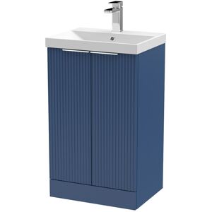 Hudson Reed Satin Blue 500mm Fluted 2-Door Basin Vanity Unit & Thin-Edge Basin Hudson Reed Satin Blue 500mm Fluted 2-Door Basin Vanity Unit & Thin-Edge Basin