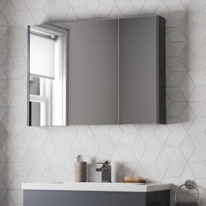 Affine Grey Gloss Triple Door Bathroom Mirror Cabinet 650x900mm Modern Storage Affine Grey Gloss Triple Door Bathroom Mirror Cabinet 650x900mm Modern Storage