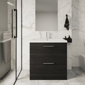 Nuie Arno Fs 2-Drawer Vanity Unit & Basin-4 800mm - Charcoal Woodgrain Nuie Arno Fs 2-Drawer Vanity Unit & Basin-4 800mm - Charcoal Woodgrain