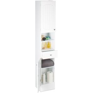 Relaxdays Tall Bathroom Shelf Multi-Purpose Storage Unit White Wooden Cupboard 2 Shelves Relaxdays Tall Bathroom Shelf Multi-Purpose Storage Unit White Wooden Cupboard 2 Shelves