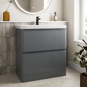 Affine Bathroom Cloakroom Vanity Unit Wash 800 Basin Base Cabinet Drawers Storage Grey Affine Bathroom Cloakroom Vanity Unit Wash 800 Basin Base Cabinet Drawers Storage Grey